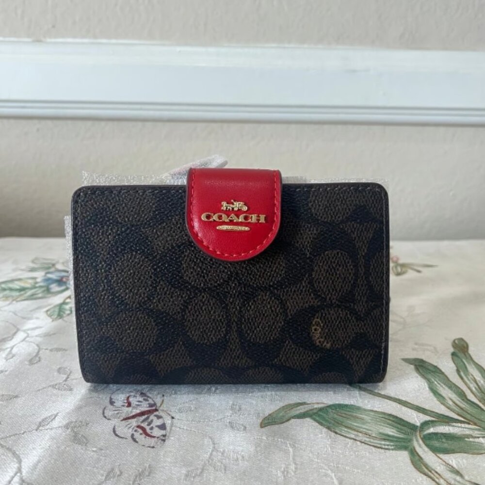 Coach Medium Corner Zip Wallet In Signature Canvas